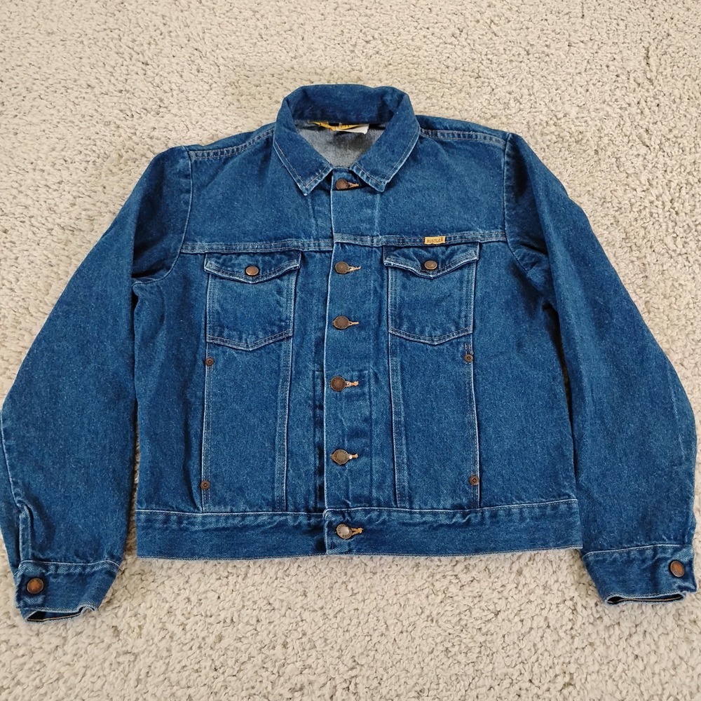 Vintage Rustler Jacket Mens Medium USA 13oz Denim Trucker Western Cowboy 80's
